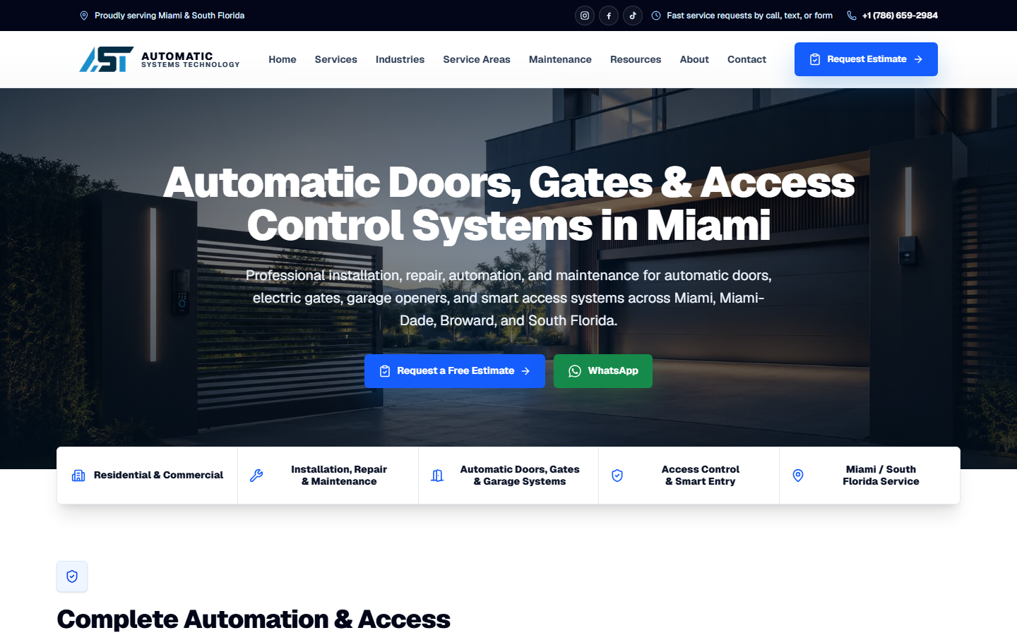 Automatic Systems Technology multi-page website preview